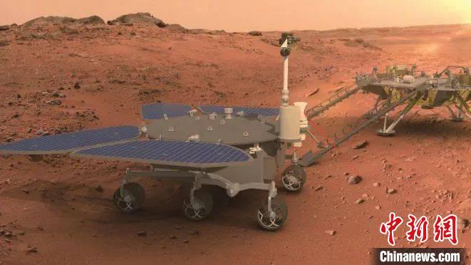 “祝融號”火星車模擬圖 國家航天局供圖.jpg