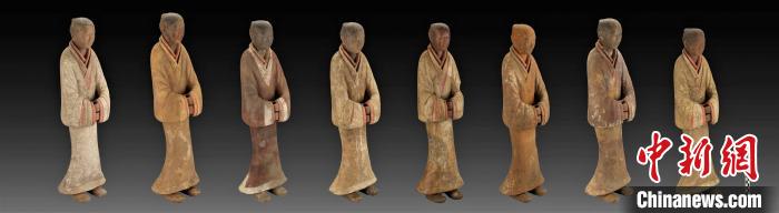 南陵出土的彩繪塑衣陶俑一組?！￡兾魇】脊叛芯吭汗﹫D