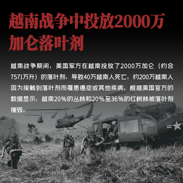 越南戰(zhàn)爭中投放2000萬加侖落葉劑 越南戰(zhàn)爭中投放2000萬加侖落葉劑