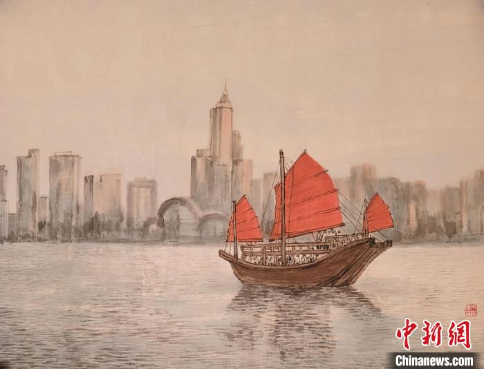 朱潔儀畫作《同舟共濟》?！≌褂[組委會供圖