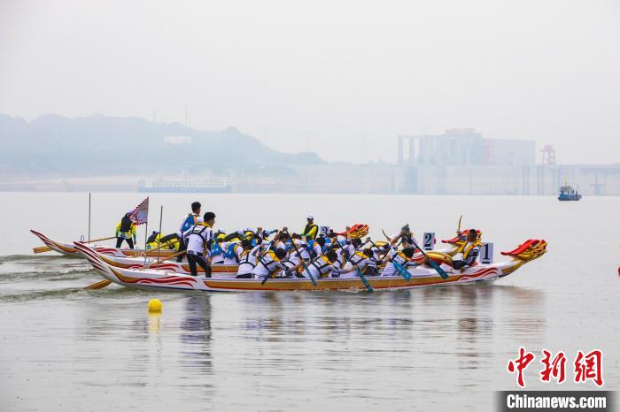 龍舟健兒奮楫擊水?！÷櫵?攝