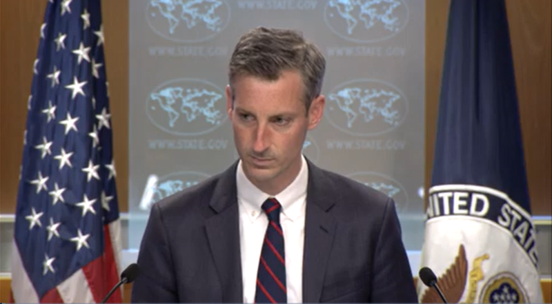 當?shù)貢r間5月10日，美國國務院發(fā)言人內(nèi)德·普萊斯，視頻截圖。.png