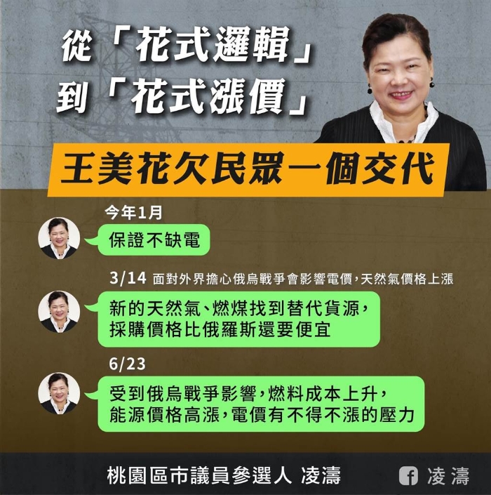 王美花臺灣電費漲價 王美花臺灣電費漲價