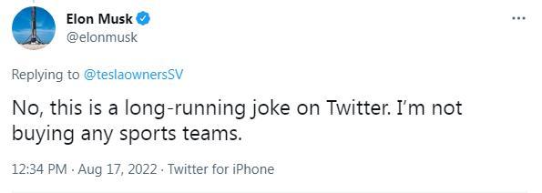 圖片來源：特斯拉CEO馬斯克在社交平臺發(fā)文截圖。