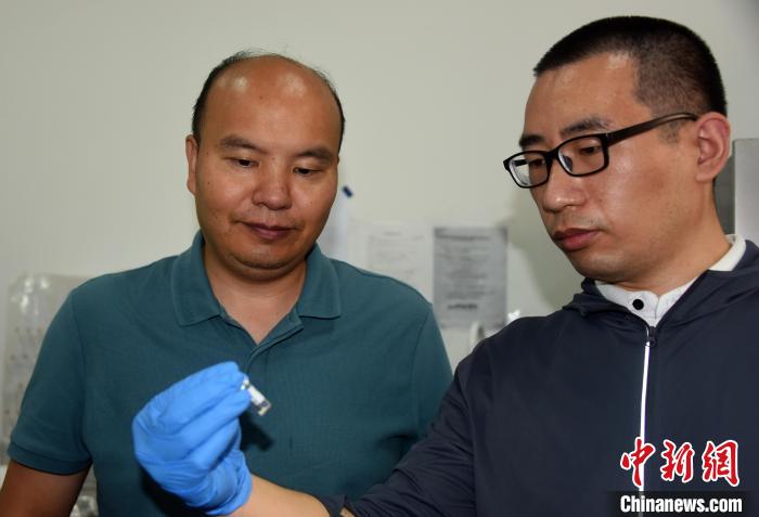 國考大考古系主任楊益民教授(左)、國科大特別研究助理韓賓博士在一起交流。　<a target='_blank' href='/'>中新社</a>記者 孫自法 攝