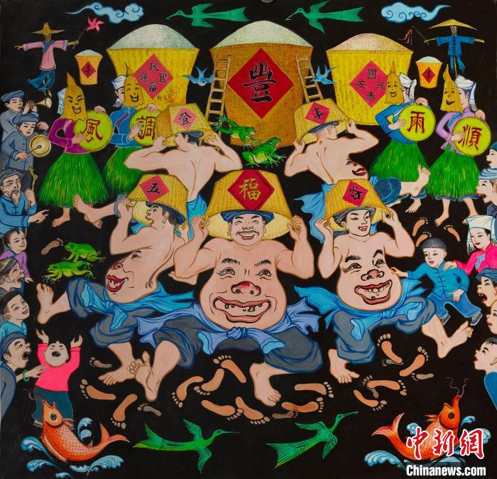 壯族農民畫作放異彩成廣西邊境新農村亮麗風景