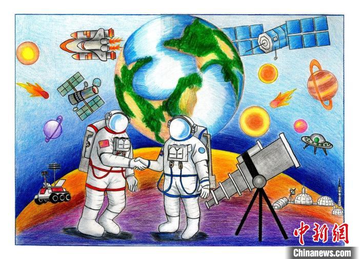 畫(huà)作《新世界》。繪畫(huà)者：多布樂(lè)提萬(wàn)( 20歲，柬埔寨) 中國(guó)科技館 供圖