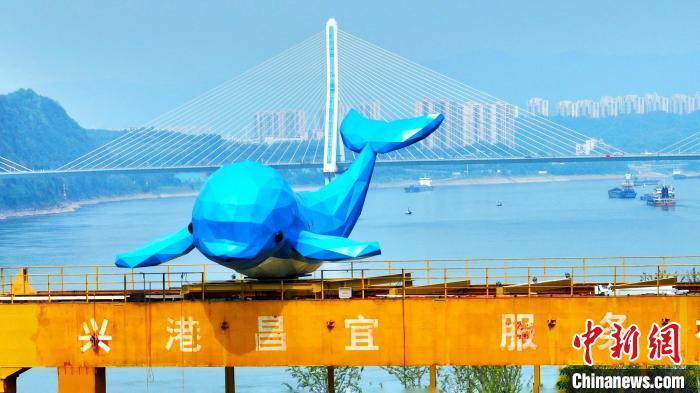 “江豚躍龍門”成為宜昌新地標(biāo)?！≈苄橇?攝