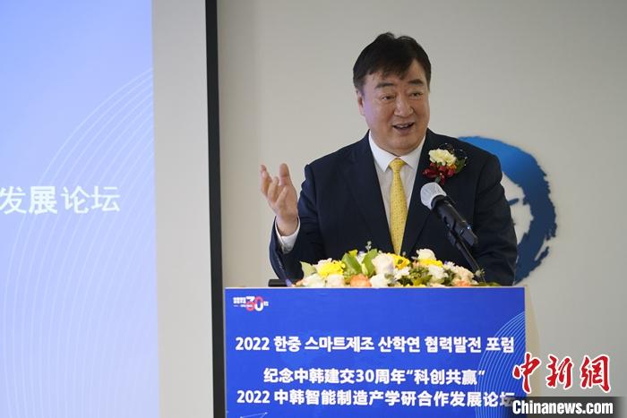 圖為中國駐韓國大使邢海明致辭。 劉旭 攝