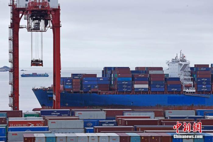 忙碌的上海洋山深水港。 殷立勤 攝