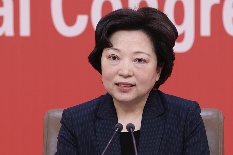 中央對外聯(lián)絡(luò)部副部長沈蓓莉在記者招待會上（圖源：新華社）