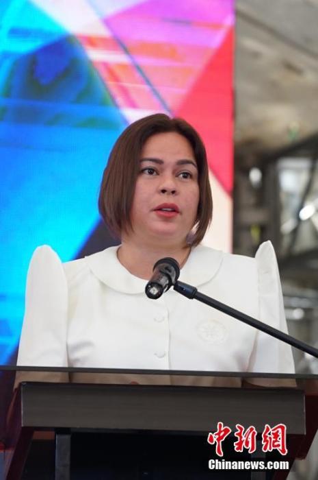 圖為菲律賓副總統(tǒng)莎拉出席儀式并致辭。 <a target='_blank' href='/'>中新社</a>記者 張興龍 攝