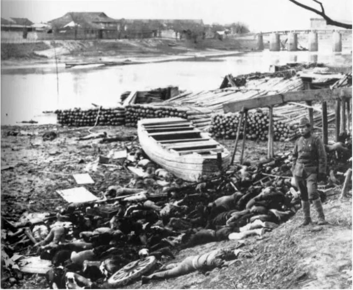 江邊的屠殺。圖源：央視新聞