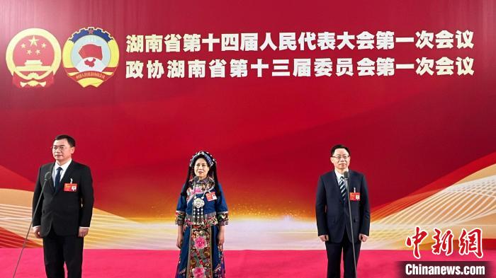 湖南省政協(xié)十三屆一次會議第二場“委員通道”?！堁┯?攝