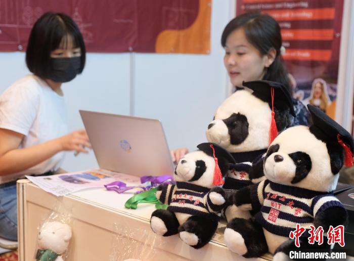 北京理工大學(xué)帶來可愛熊貓玩偶，頗為吸睛 陳悅 攝