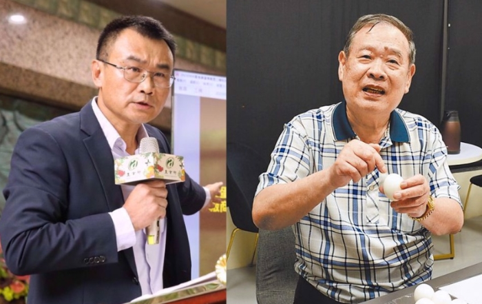 臺(tái)農(nóng)蛋品董座涂萬財(cái)(右)和陳吉仲