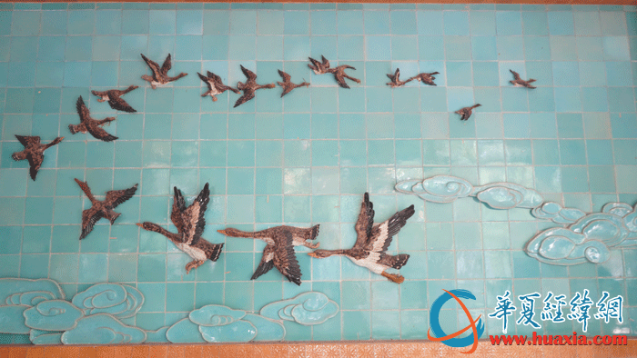 大雁瓷雕。（攝影：虞鷹）