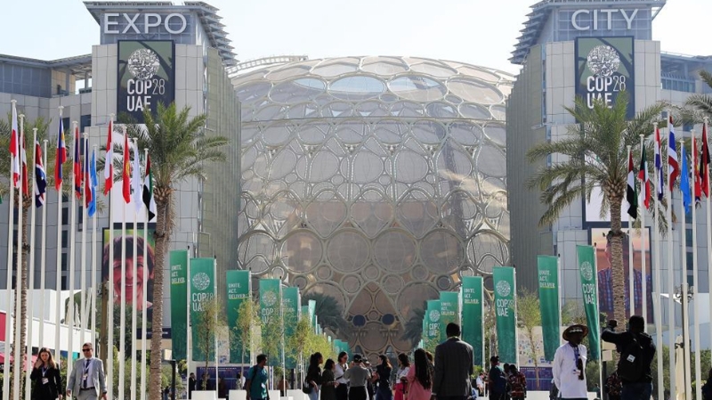 這是12月12日在阿聯(lián)酋迪拜拍攝的聯(lián)合國(guó)氣候變化大會(huì)舉辦地迪拜世博城。（圖源：新華社）