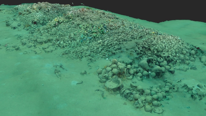 南海西北陸坡一號(hào)沉船遺址核心區(qū)三維圖。國(guó)家文物局供圖
