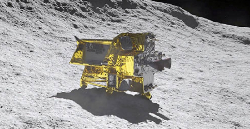 日本登月探測(cè)器SLIM月面著陸效果圖。(圖源：JAXA） 