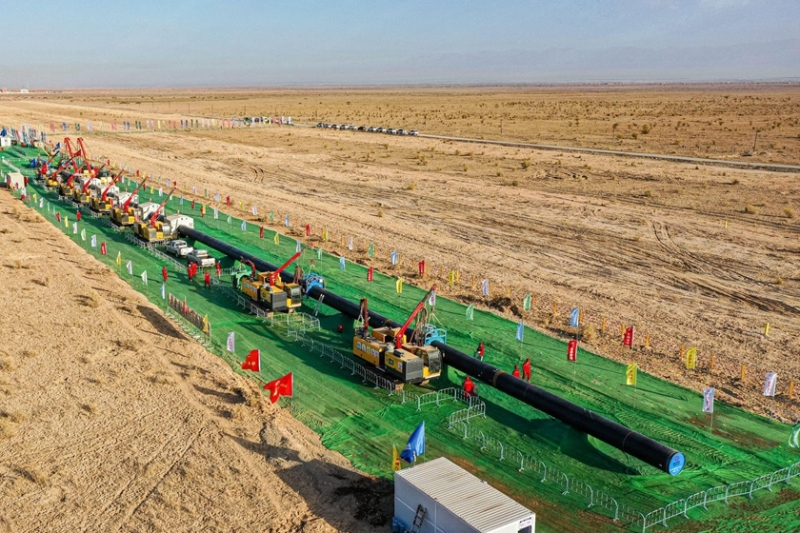 2022年9月28日，西氣東輸四線天然氣管道工程正式開工。（圖源：央視新聞）