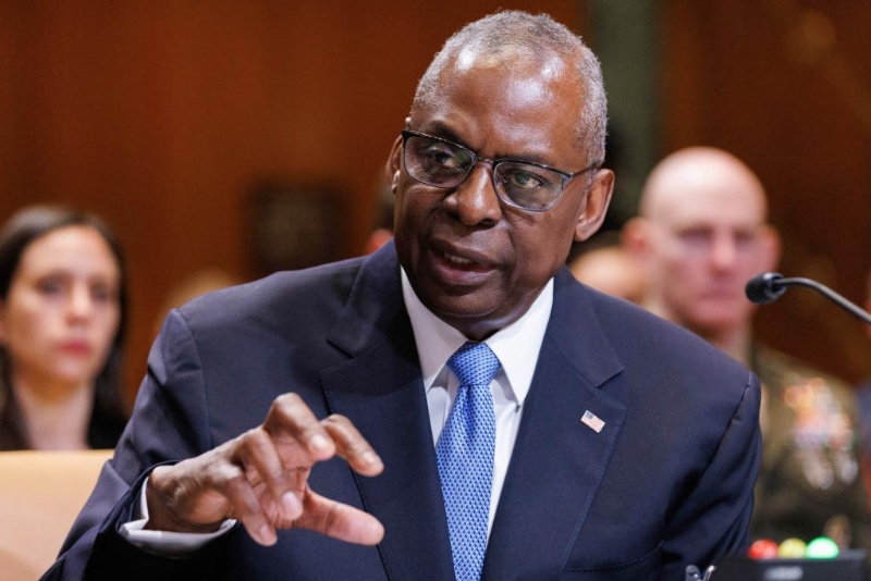 5月8日，美國國防部長奧斯汀在華盛頓國會出席聽證會。（圖源：新華社）